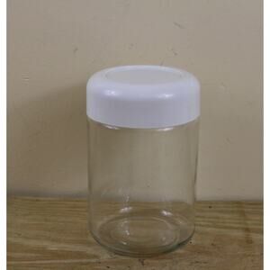 Heller Designs Massimo Vignelli Glass Jar 64 oz Canister White 8.5" Vintage 70s